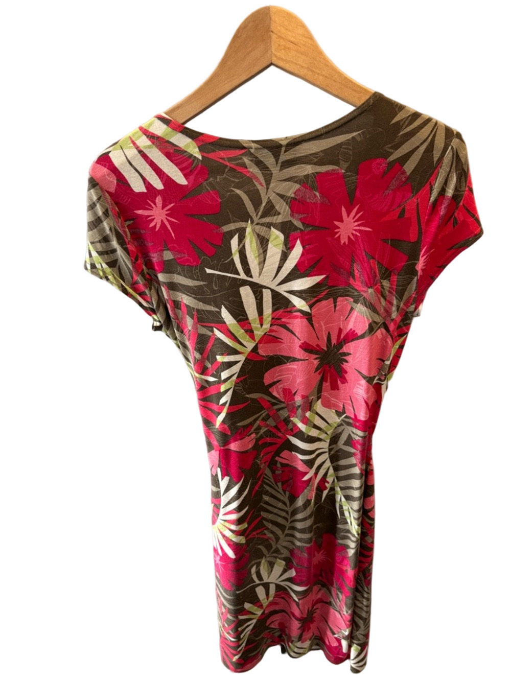 Joseph Ribkoff Floral Faux Wrap Sheath Dress 4 Tropical V-Neck Vacation Resort - Picture 2 of 8